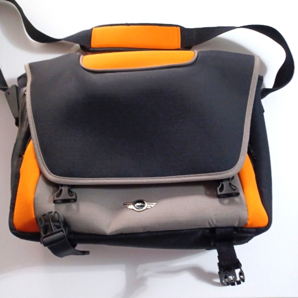 Rare Samsonite Mini Cooper Orange, Black, grey Messenger travel luggage bag New